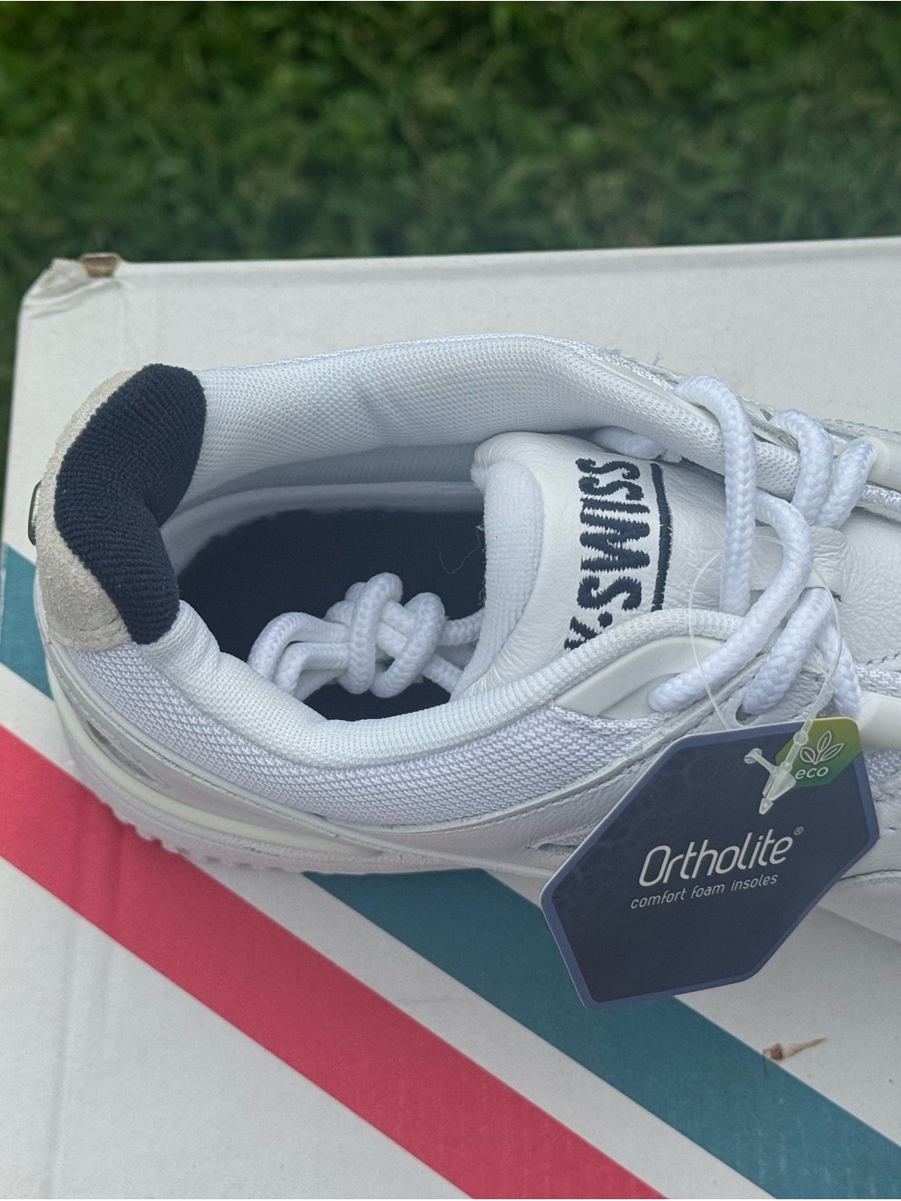 K-Swiss White Kids Sneakers with Black Heel Accent